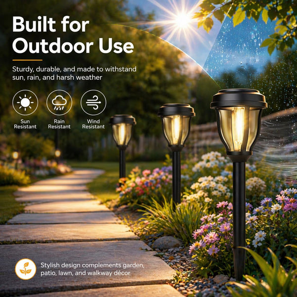 12 Pack Solar Lights Outdoor, Solar Pathway Lights Auto On/Off Waterproof Garden Landscape Lighting for Path, Yard, Walkway, Driveway Decor3