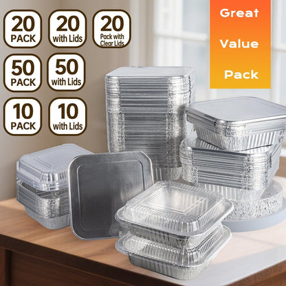 20 Pack 8X8 Aluminum Pans, Disposable Foil Baking Pans | Heavy-Duty Aluminum Foil Pans for Baking, Cooking, Heating, Storing & Meal Prepping - Oven, Freezer & Grill Safe8
