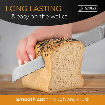 Serrated Bread Knife with Upgraded Stainless Steel Razor Sharp Wavy Edge - Bread Cutter Ideal for Slicing Homemade Bagels, Cake (8-Inch Blade with 5-Inch Handle)2