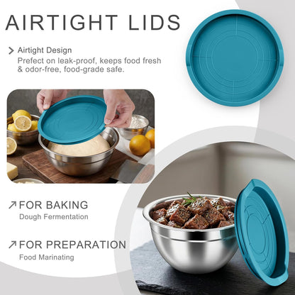 Mixing Bowls with Airtight Lids, 6-Piece Stainless Steel Salad Bowls3