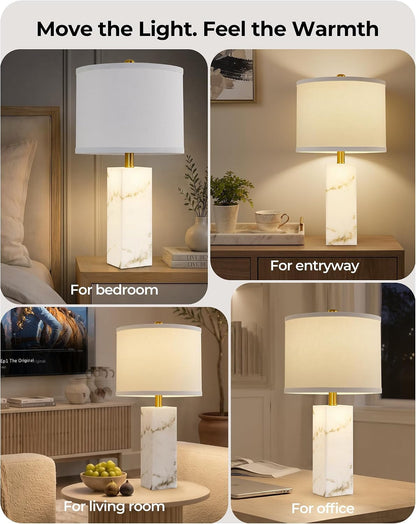 22" Table Lamps Set of 2, Ink-Wash Inspired Stone Lamps with Night Light6