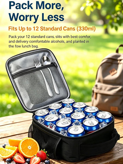 Lunch Box Insulated Lunch Bag for Men Teen Kids Boys Adult Portable Stylish Small Lunchbox Special Design for Working Office School Picnic (Black 6L(Without Shoulder Straps))7
