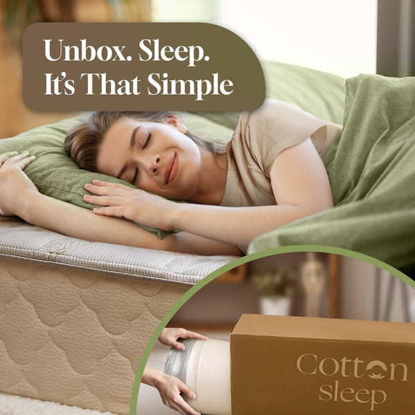 11" Organic Mattress – GOTS Cotton & Wool, GOLS Natural Latex, Hybrid Pocket Coil, Non-Toxic, Fiberglass Free, No Polyfoam, Made in USA – Medium – Queen3