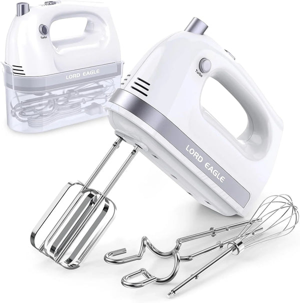 Hand Mixer Electric Handheld 400W 5-Speed Lightweight | Kitchen Mixer with Storage Case, 5 Stainless Steel Attachments for Baking Cake Egg Cream Food Beater, Turbo+Eject Button1