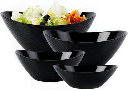 Oval Serving Bowls Set of 4, 15/20/43/66 OZ Black Opal Glass1