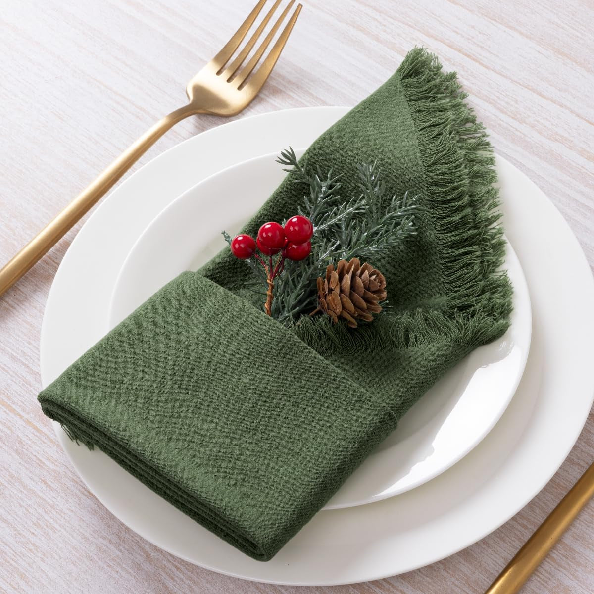 6-pack-olive-green-cotton-linen-napkins-with-fringe-green-cloth-napkins-set-of-6-boho-handmade-dinner-table-napkins-for-wedding-bridal-baby-shower-tea-party-17-x-17-inches