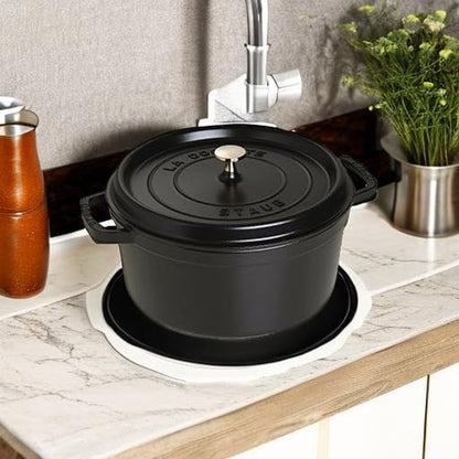 Staub Cast Iron round Cocotte, Dutch Oven, 7-Quart, Serves 7-8, Made in France, Matte Black | Perfect for Batch Cooking, Meal Prep & Large Meals. Braise, Roast & Bake in One Pot. Enameled Coated Cast Iron Dutch Oven5