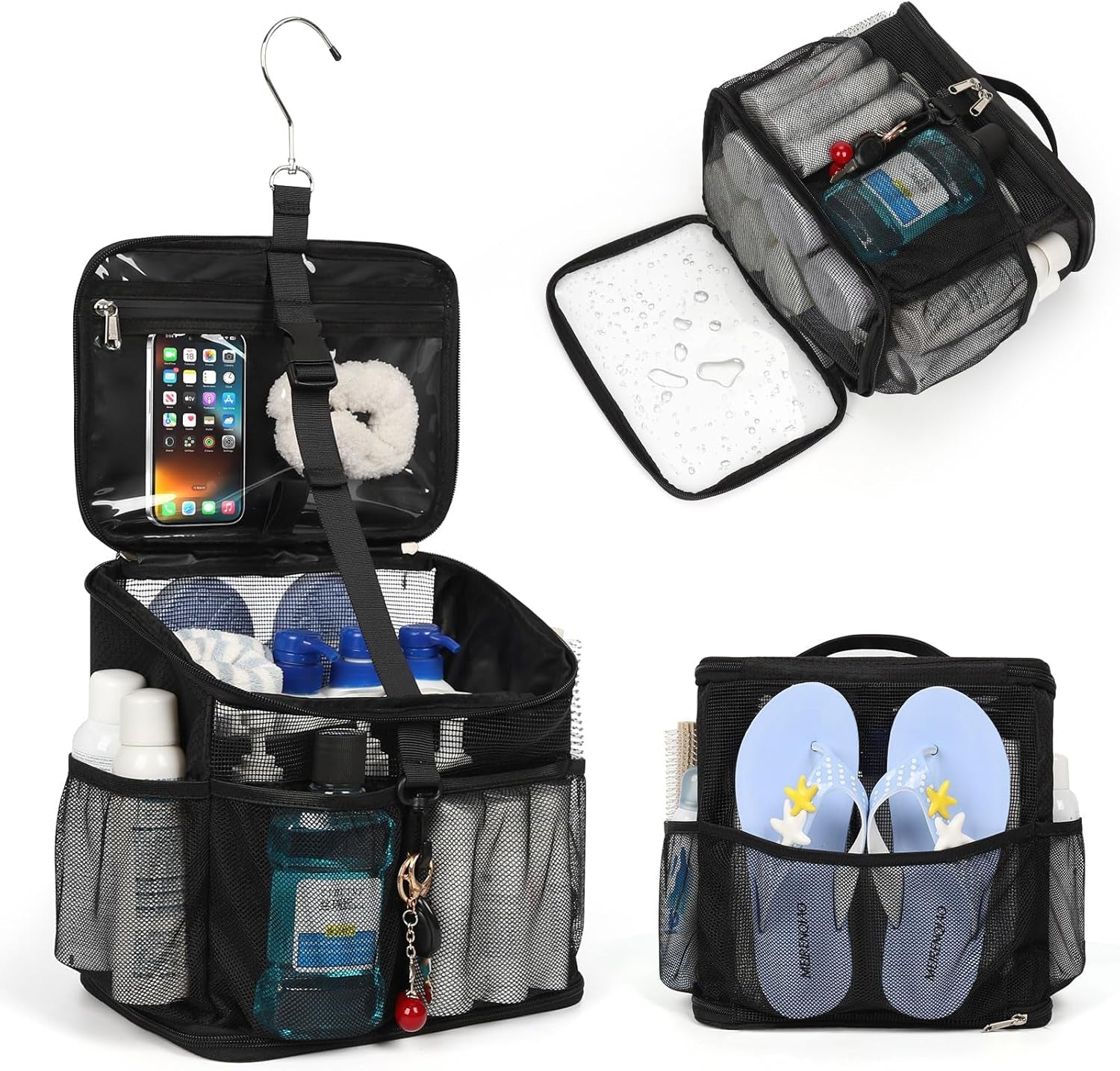 shower-caddy-portable-mesh-shower-tote-for-bathroom-gym-travel-camping-quick-dry-hanging-organizer-toiletry-bag-with-handle-for-college-dorm-room-men-women