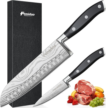 Santoku Knife 7 Inch, Razor Sharp Santoku Knife Set, High Carbon Steel Japanese Chef Knife, Professional Kitchen Knife Set with Full Tang Handle Design for Home Kitchen Coooking1