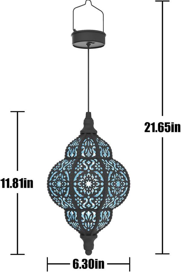 Hanging Solar Lights Outdoor Garden Decor Solar Lantern Waterproof Plastic Moroccan Outdoor Decorations for Patio Pathway Yard Backyard Garden Decorative (1, Black)7