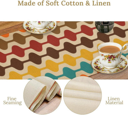 Mid Century Table Runner,Retro 50S 60S Abstract Geometric Kitchen Dining Décor Farmhouse Style Table Décor for Coffee Table Dining Room Table Bedroom Party 13 X 36 Inch5