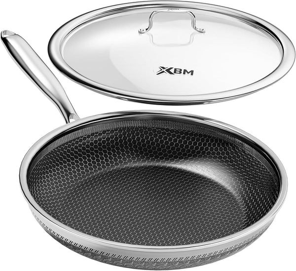 Frying Pan Nonstick with Lid, Honeycomb, Pfas-Free, All Cooktops | Non Stick Frying Pans, Induction Cookware, Pfas-Free Coating; Lid & Stay-Cool Handle; Even Heating; All Cooktops1