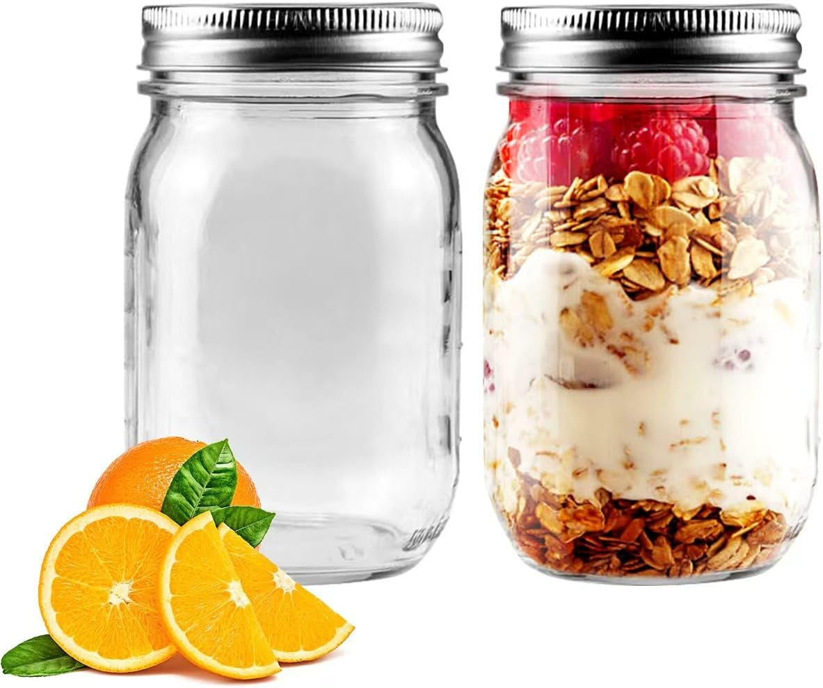 2-pack-16oz-regular-mouth-glass-mason-jars-airtight-lids-for-canning-clear-glass-storage-jars-dishwasher-safe-great-for-meal-prep-overnight-oats-diy-homemade-gifts-and-pantry-organization