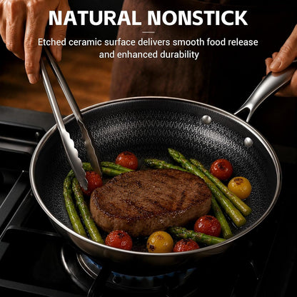3 Pcs Non Stick Frying Pans Set, 8", 10", 12" Stainless Steel Pans | Skillet and Frying Pans Nonstick, Stay Cool Handle, PFOA/PFAS/PTFE Free, Dishwasher & Oven Safe, Induction Compatible, Black4