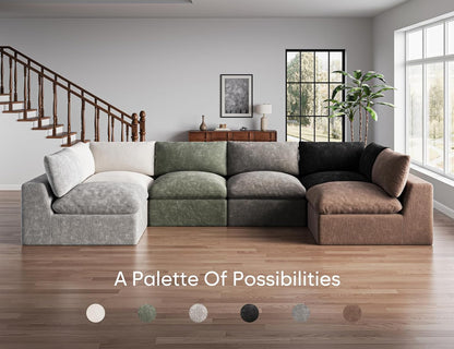 120" Cloud Sectional Couch | Oversize Boneless Couches for Living Room | 4 Seater L-Shape Sofa | Light Grey6