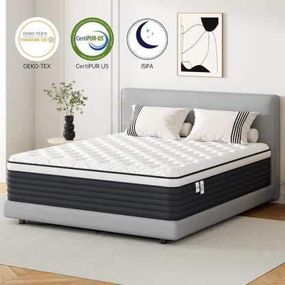 Twin Mattress, 12 Inch Hybrid Memory Foam Mattress in a Box, Pressure Relief for Back Support, Medium Firm, Individually Pocket Springs, 100-Night Trial & Certipur-Us Certified, Twin Size, White8