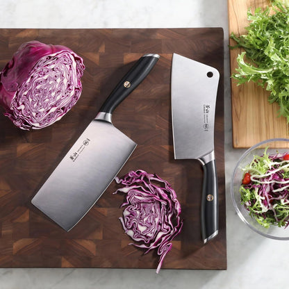 L Series 2-Piece Cleaver Set, Forged German Steel (Black)5