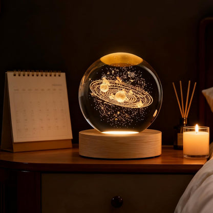 3D Solar System Crystal Ball, 2.4In Universe Gifts Decorative Quartz Glass Ball, Space Laser Engraved Model Astronomy Decor, Physics Display Sculpture Home Decor Crafts for Friends Mom Women Boys5