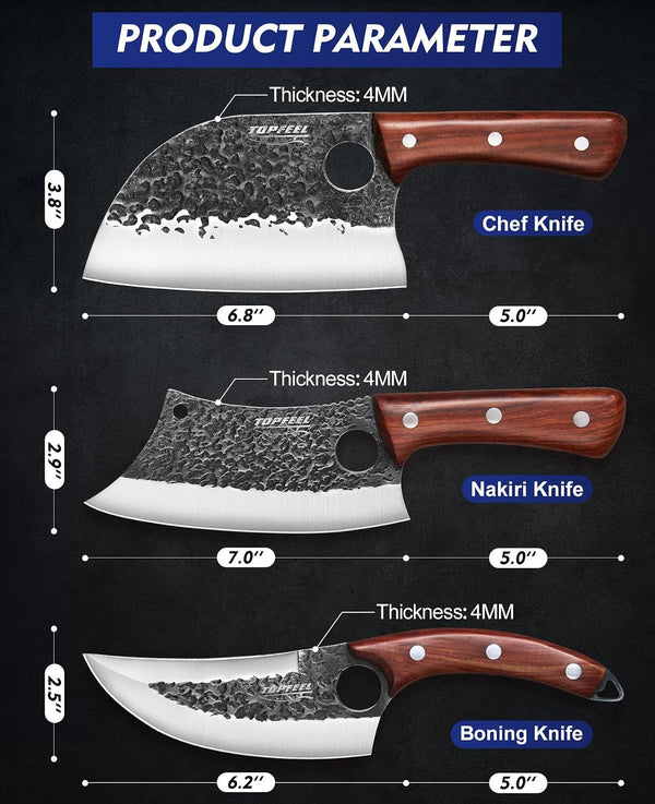 3PCS Hand Forged Kitchen Knife Set - Viking Chef Knives Men Gifts6