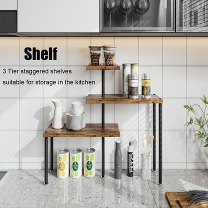 3 Tier Adjustable Countertop Organizer Corner Shelf3