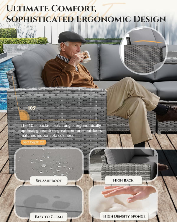 Patio Furniture Set with Waterproof Cover, 7 Pieces Outdoor Sectional5