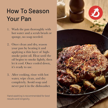 '- Blue Carbon Steel Fry Pan 2Mm Thick - 9.5” Diameter, 6.9” Cooking Surface - Oven Safe - Naturally Non-Stick Finish - Made in France3