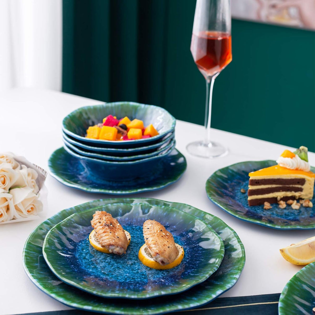 melamine-dinnerware-set-12-pcs-teal-turquoise-tableware-plates-bowls-blue-green-dishwasher-safe-not-microware-not-oven