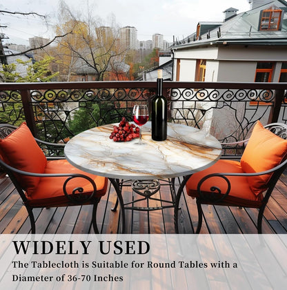 48 Inch Marble round Tablecloth Elastic Tablecloths Fitted Indoor Outdoor round Table Cover Washable Reusable Tablecover for Kitchen Picnic Party7