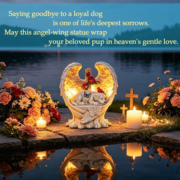 Solar Dog Memorial Stone with Wings Cross Cardinal Passing Away Gift8