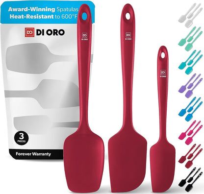 DI ORO Silicone Spatula Set - 600F Heat Resistant, 3-Pc Red1