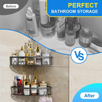 Corner Shower Caddy for Bathroom Storage,Black,2 Pack2