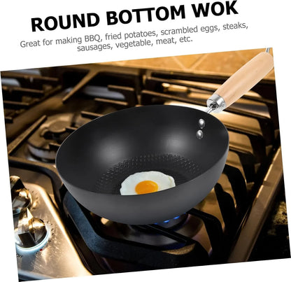 Iron Wok Japanese Frying Pan for Gas Stove round Bottom Wok Pan Small Cookware for Stir Fry Eggs Potatoes Meat and Home Kitchen Use 14.56 X 7.87 X 3.54 In8