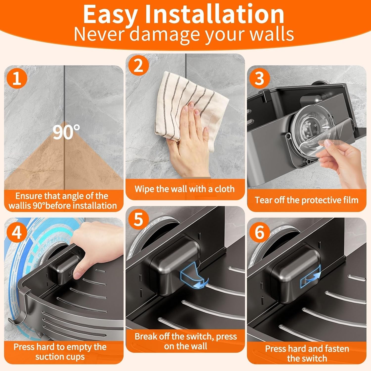 corner-shower-caddy-suction-cup-shower-shelves-organizer-for-bathroom-storage-aluminum-no-drilling-removable-rustproof-shower-shelf-rack-with-towel-bar-hooks-gray