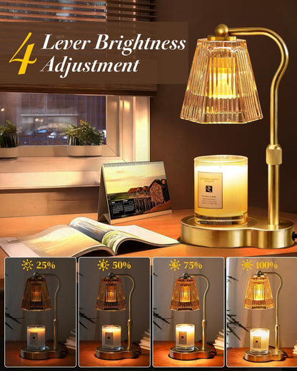 Candle Warmer Lamp with Timer & Dimmable Settings, Adjustable Height Flameless Scented Wax Melter for Jar Candles, Elegant Home Decor Night Light, Gift for Women Mom Friend Family, Champagne Gold3