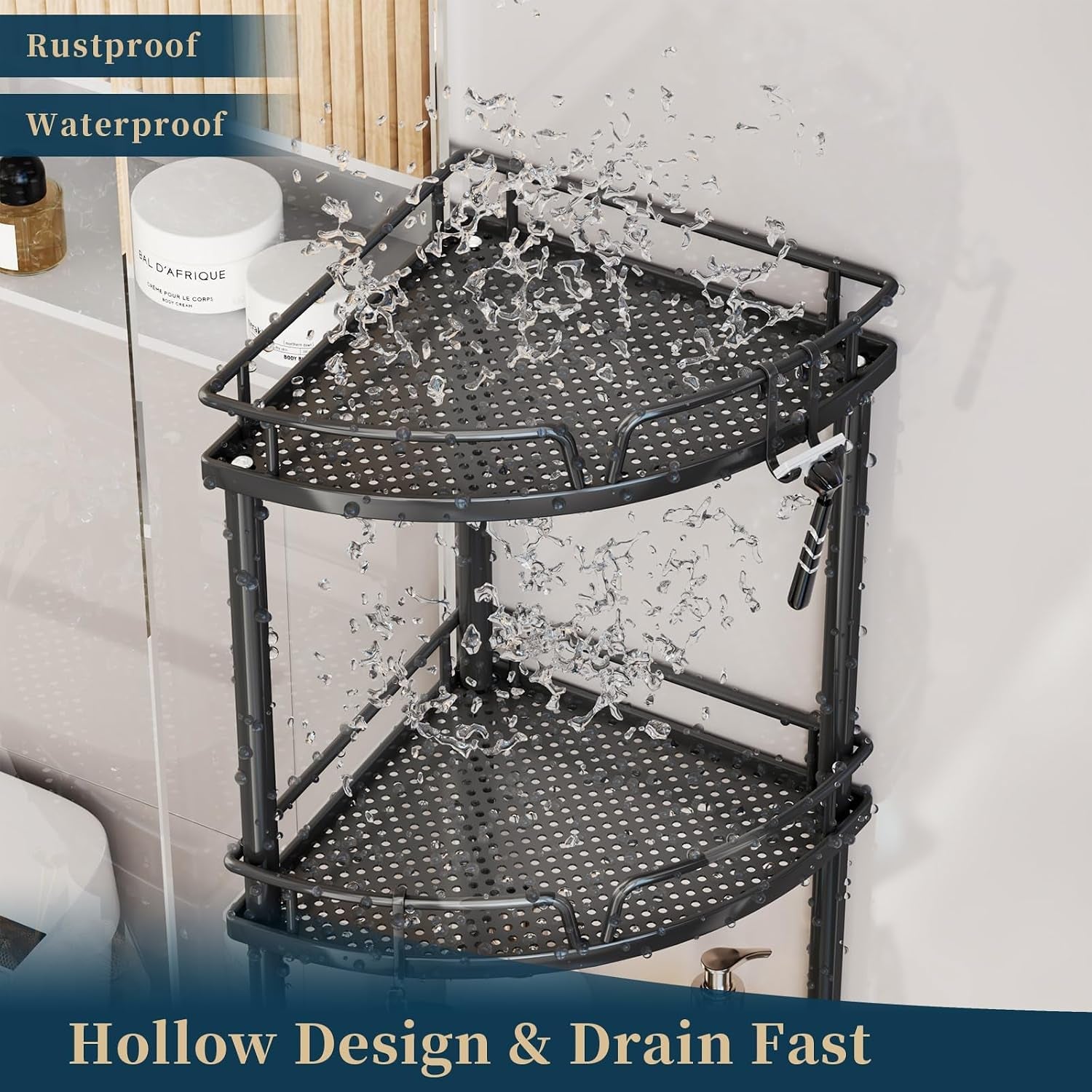corner-shower-caddy-stand-3-tier-shower-organizer-with-soap-holder-tall-floor-corner-shelves-standing-with-adjustable-feet-4-hooks-storage-rack-for-bathroom-black