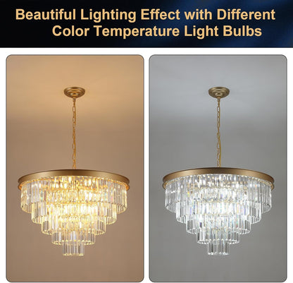 Large Crystal Chandelier 30”Modern Gold Foyer Chandeliers Light Fixture8