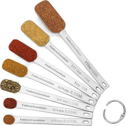 Stainless Steel Measuring Spoons Set for Dry or Liquid - Fits in Spice Jars - Set of 72