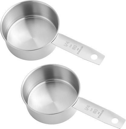 2 Pcs 1/4 Cup Measuring Scoop, 2 OZ Stainless Steel Scoop1