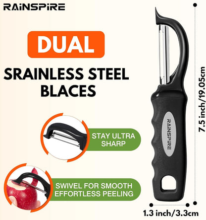 Swivel Vegetable Peeler Soft Comfort Handle Sturdy Long-Lasting 1Pcs Black | Dishwasher Safe Gift for Cooks Potato Peeler for Kitchen Carrot Peeler Fruit Veggie Peeler Sharp Stainless Steel Blades2