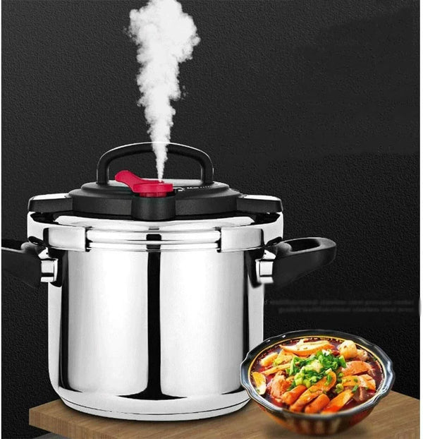 High Pressure Explosion-Proof Pressure Cooker Stainless Steel Gas Stove Induction Cooker Universal Silver(9L)6