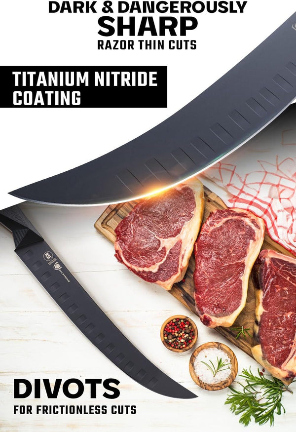 Butcher Knife - 10 Inch - Shadow Black Series - Black Titanium Nitride Coated - High Carbon 7CR17MOV-X Vacuum Treated Steel - Breaking Kitchen Knife - Sheath - Slicing Knife - NSF Certified2