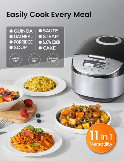 Rice Cooker with Fuzzy Logic, 11-Preset Modes, 6-Cups Uncooked Rice | 12 Cups Cooked, Japanese Rice Cooker Style, Portable Non-Stick Rice Maker, Steamer, Fast, Grain Cooker, 24-Hour Delay Timer2