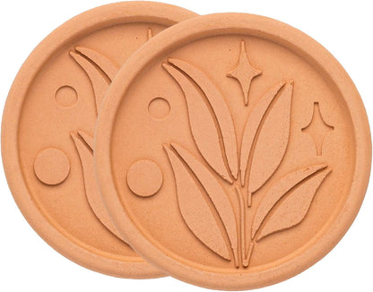 Brown Sugar Saver and Softener Disc with Elegant Leaf Design, Multiple Uses for Food Storage Containers, Reusable and Food Safe, Terracotta, 2 Pack1