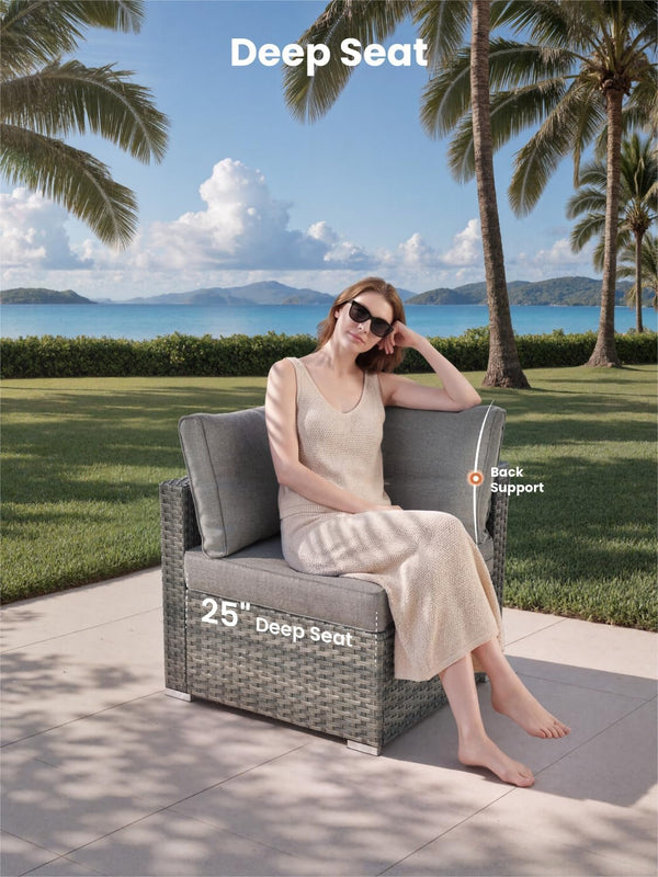 11 Piece Outdoor Patio Furniture Set with Fire Pit Table,Conversation Sectional Wicker Couch with Swivel Chairs,Modern outside Sofa for Balcony Backyard, Dark Grey4