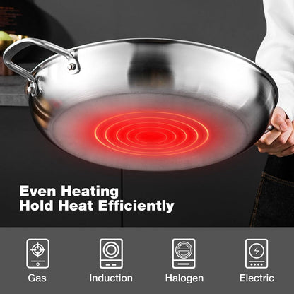 Stainless Steel Pan,14 Inch Frying Pan, Heavy Duty, Large Frying Pan, Fast & Even Heating, up to 650°, Oven & Dishwasher Safe,Compatible with All Cooktops4