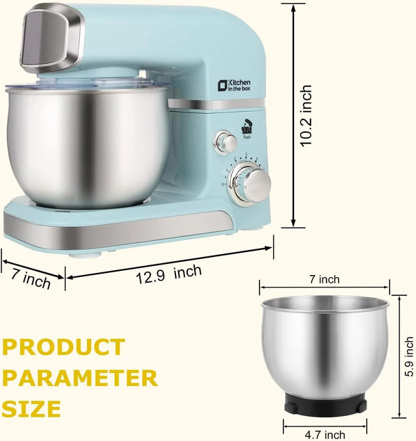 Stand Mixer,3.2Qt Small Electric Food Mixer,6 Speeds Portable Lightweight Kitchen Mixer for Daily Use with Egg Whisk,Dough Hook,Flat Beater2