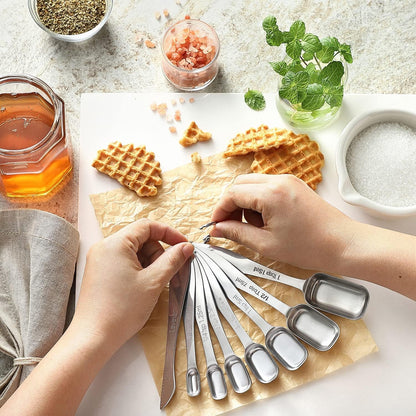 Stainless Steel Measuring Spoons Set of 8 with Leveler8