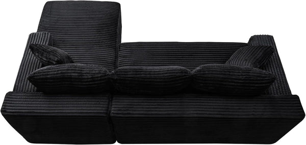 95" L-Shaped Cloud Sectional Couch, Right Facing Modular Compressed Boneless Sectional Sofa with Chaise Lounge, Plush Corduroy Boneless Corner Sofa for Living Room14