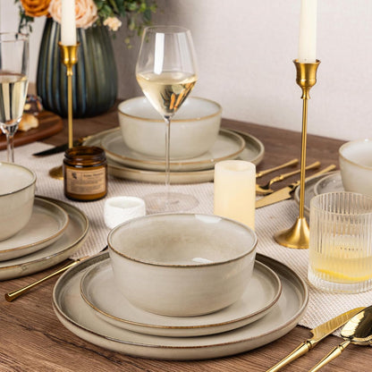 Stoneware Dinnerware Sets for 4, 12 Piece Plates and Bowls Sets8
