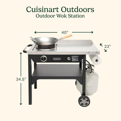 Outdoor Wok Station with Rear Wheels, 14" Steel Pan, 50,000 BTU2